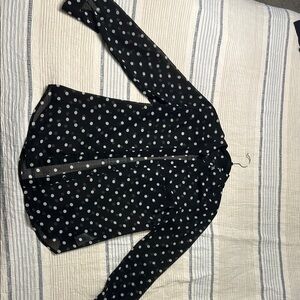 Black Polka Dot Button-Up Shirt